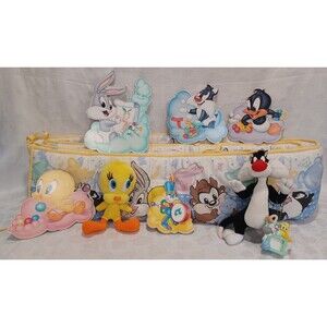 VINTAGE 1990'S LOONEY TUNES BABY NURSERY DECOR LOT OF 9 ITEMS